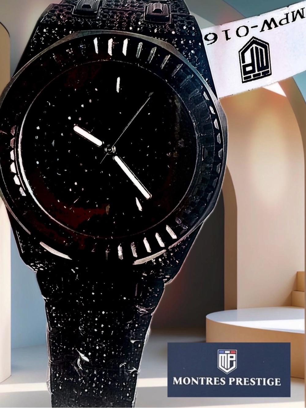 Montres Prestige by Invicta-black crystal watch.